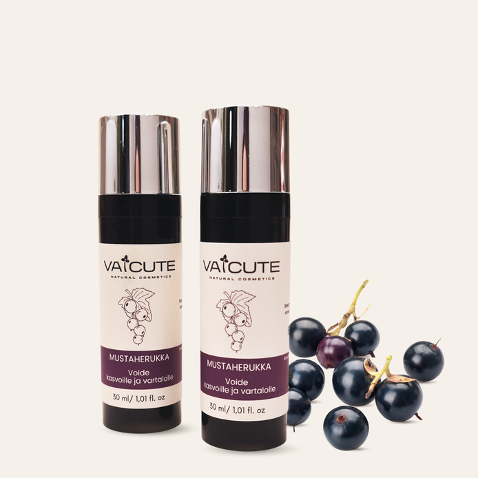 Vaicute Mustaherukka x 2 kpl • Kasvo- ja vartalovoide rasvaiselle ja sekaiholle (30 ml)